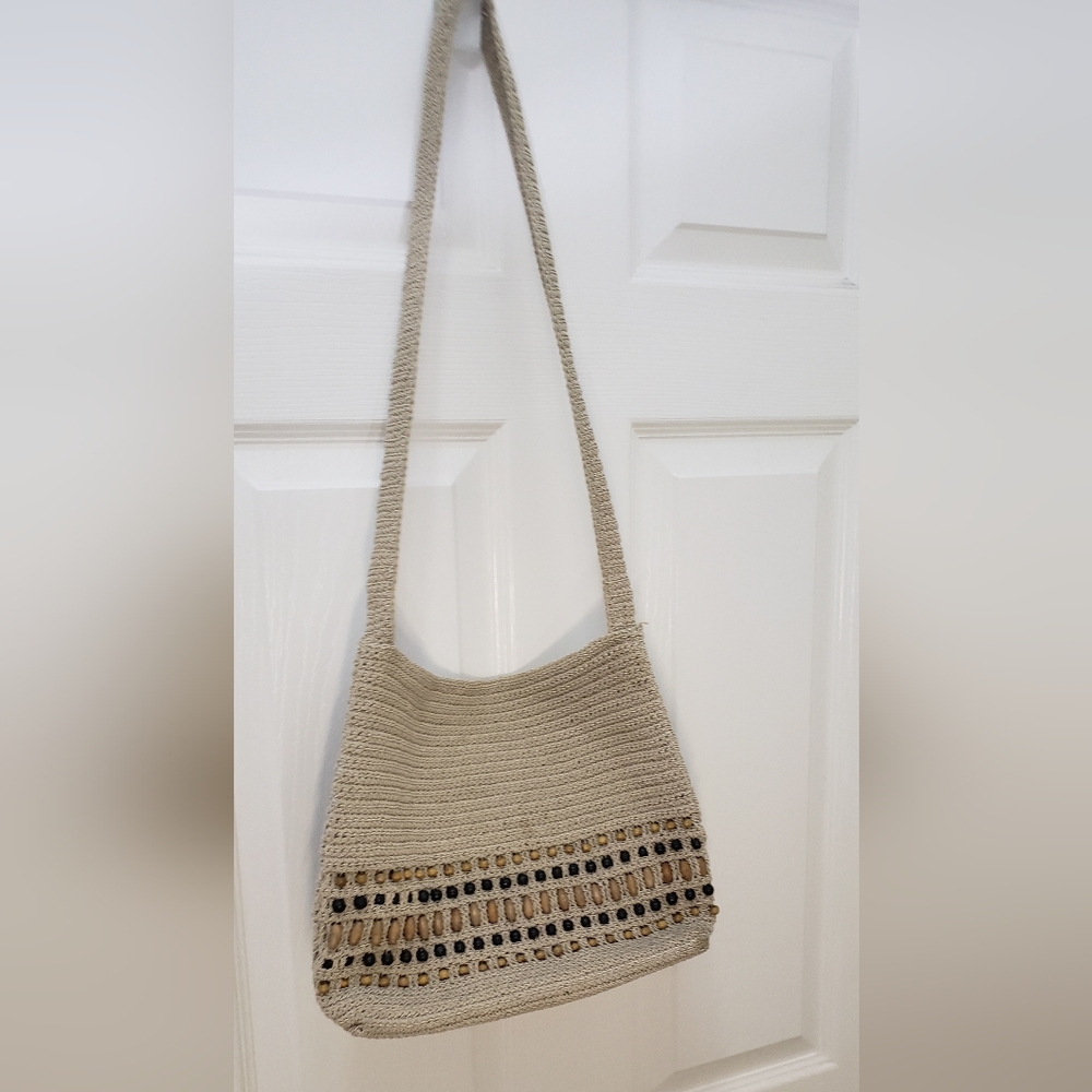 Elegant Beige Crochet Shoulder Bag
